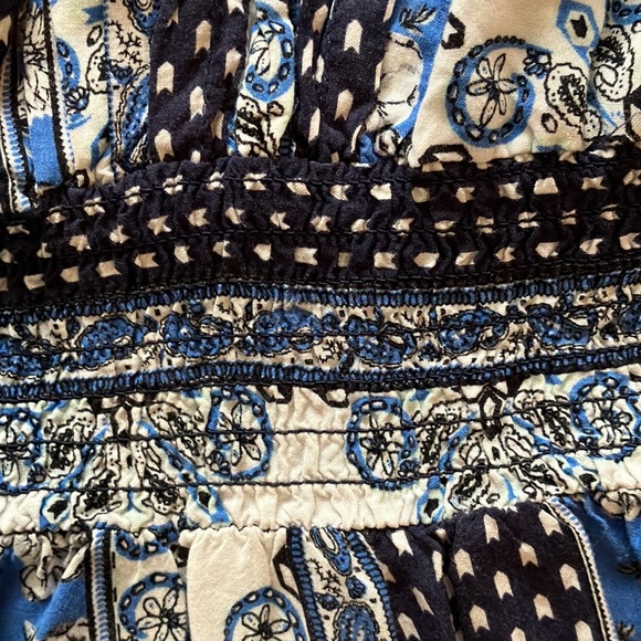 Fun black & white, white & blue & black, blue, white & black patchwork boho top - Picture 8 of 16
